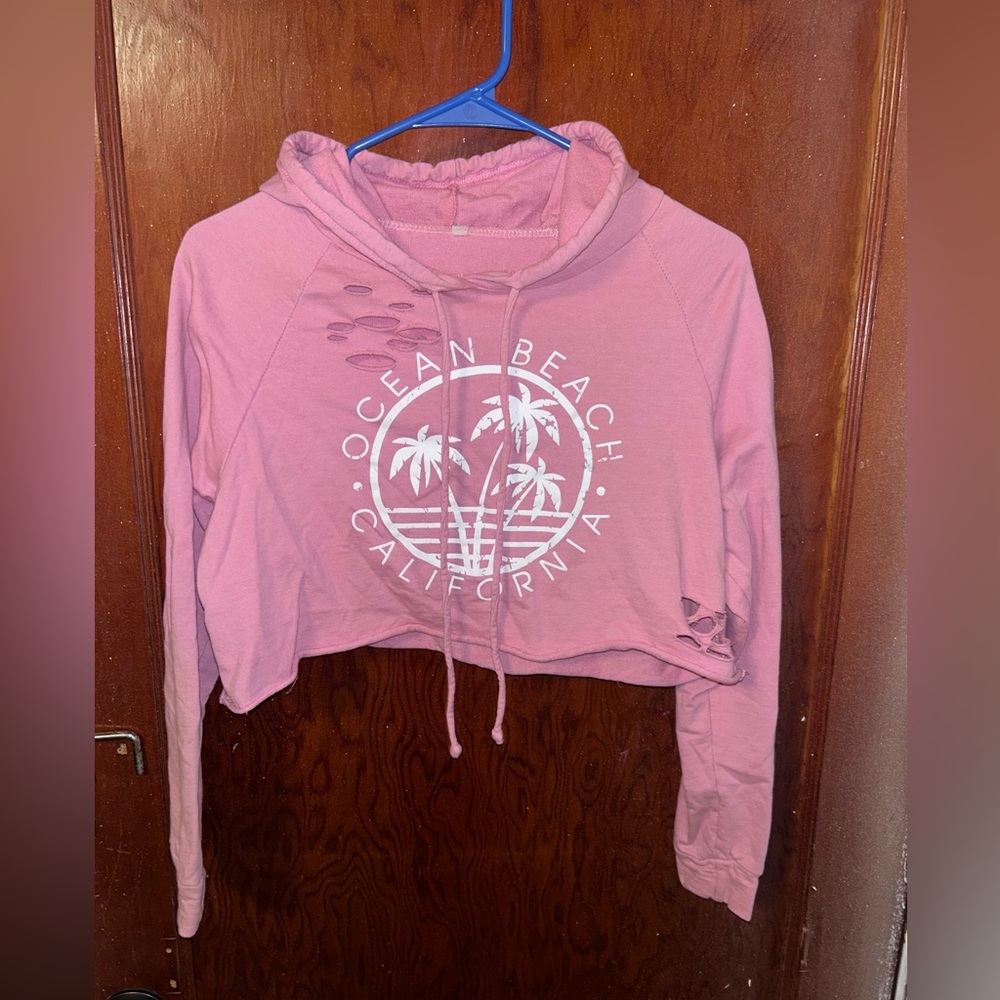 Women’s crop top hooded beach shirt